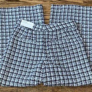 NWT Size 4 Ann Taylor plaid tweed marina high rise wide leg pants